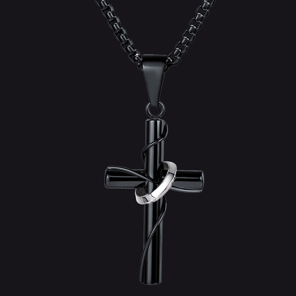 Christian Halo Ring Cross Necklace Pendant for