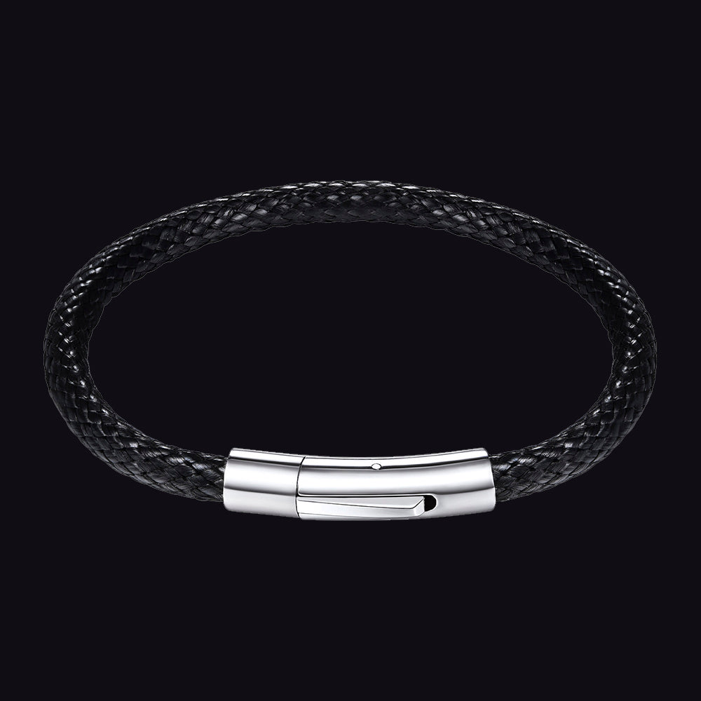Clasp Braided Genuine Leather Bracelet Birthday Gift for