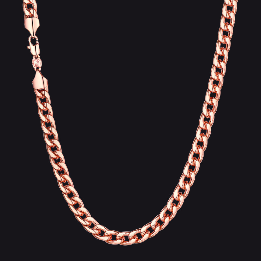 7mm Curb Cuban Chain Link Necklace for