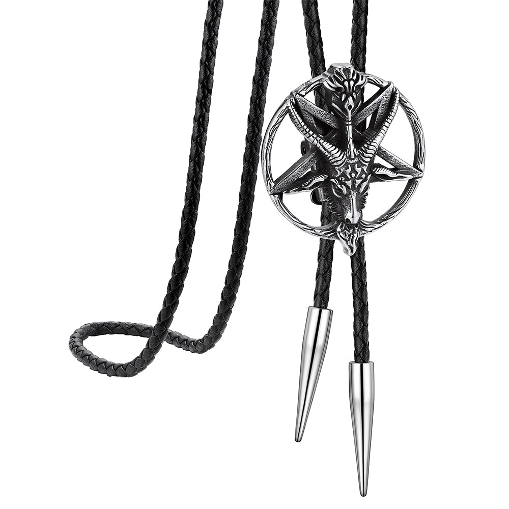 Baphomet Pentagram Goat Bolo Tie for