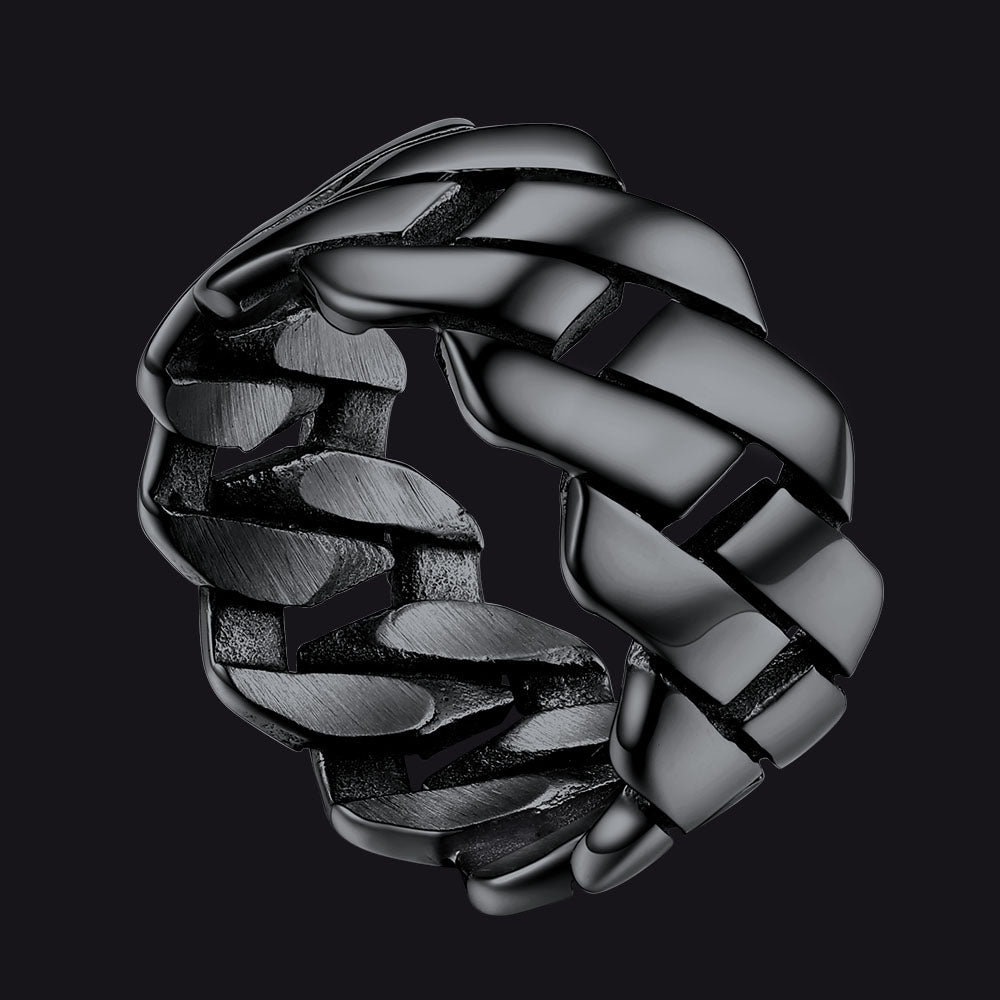 Biker Cuban Chain Stainless Steel Ring for 11mm