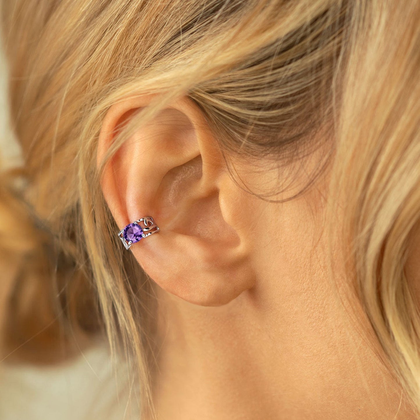 Sterling Silver Celtic Birthstone Ear Cuffs Earrings for