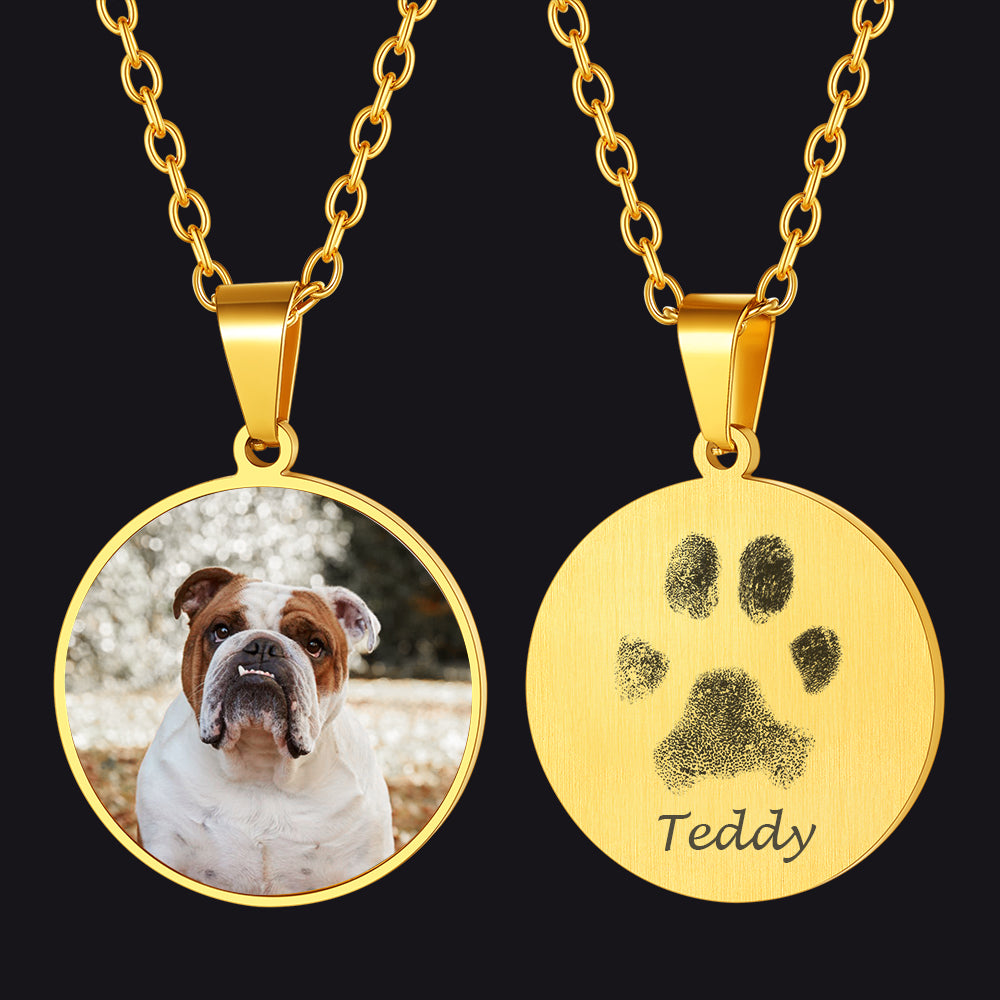 Customized Memorial Photo Pet Fingerprint Necklace for Dog