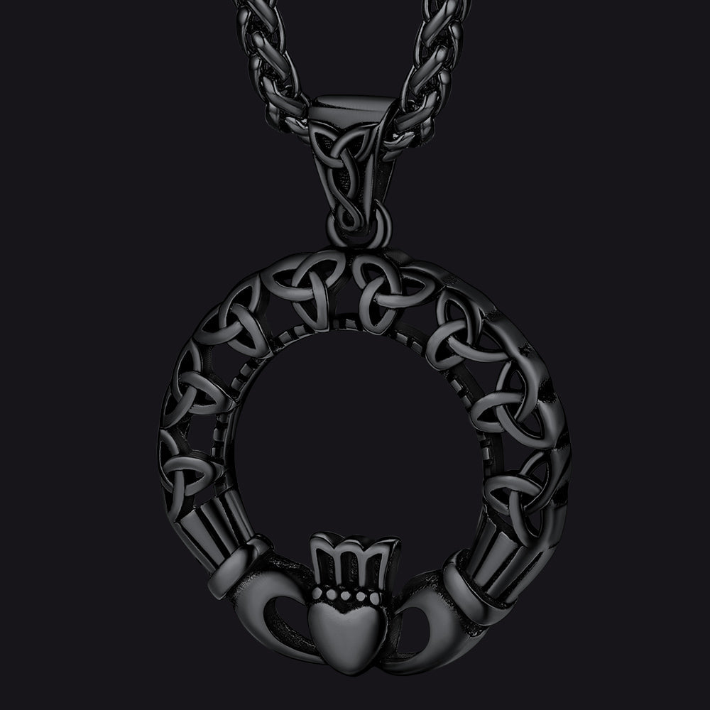 Claddage Circle Celtic Knot Pendant Necklace for /