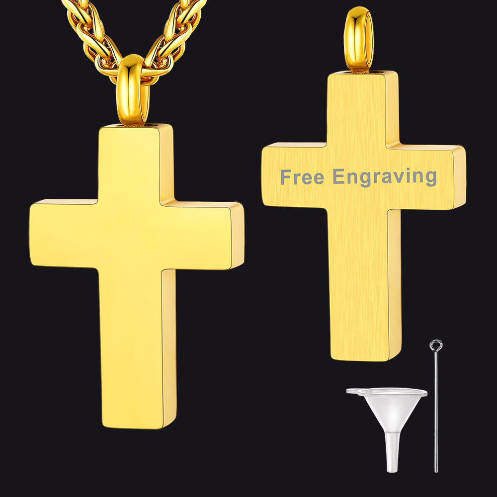 Customized Cross Cremation Urn Ashes Necklace Memorial Keepsakes Pendant