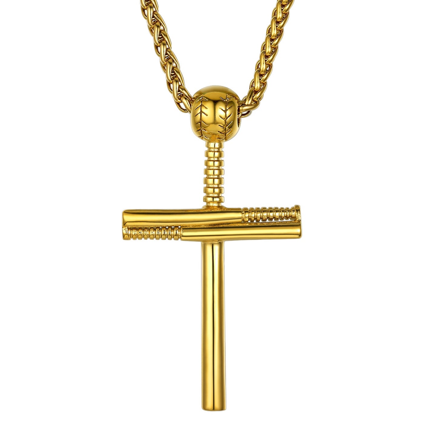 Baseball Bat Cross Necklace Sport Pendant for