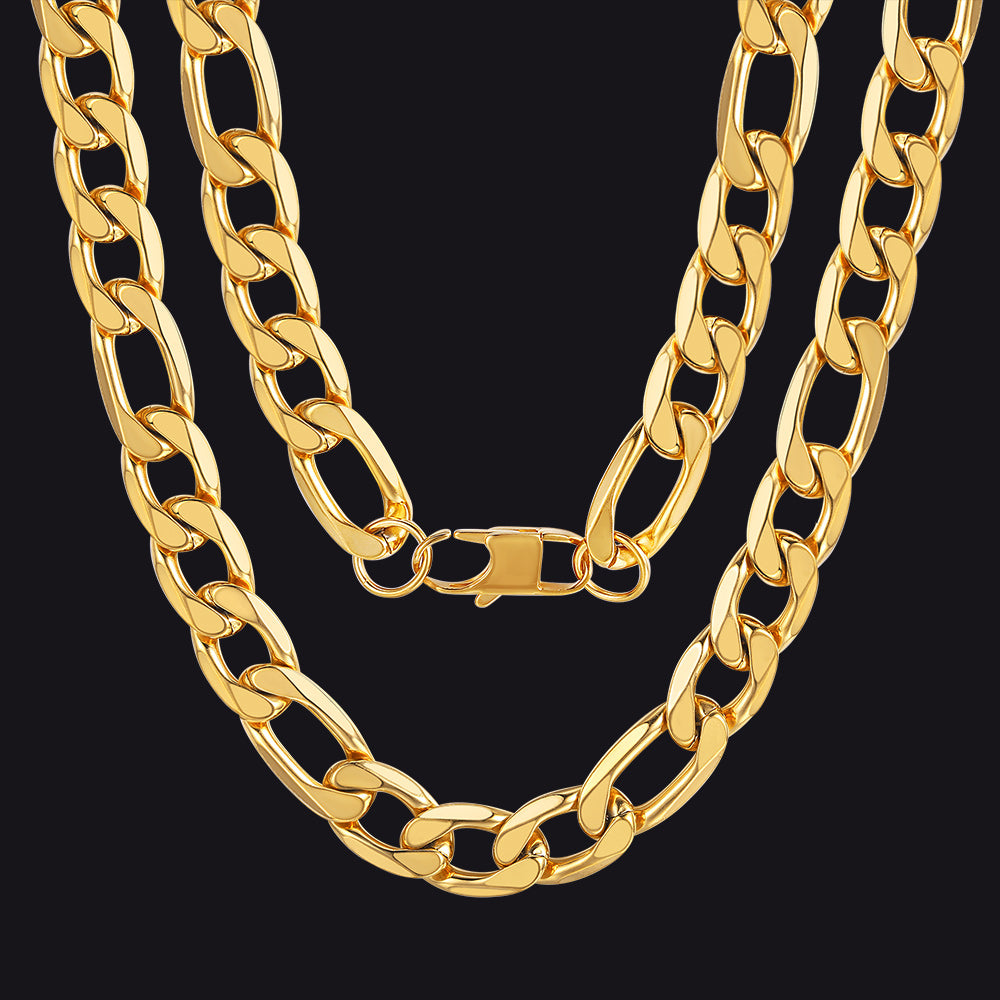 Figaro Link Chain Cuban Necklace for , 4/6/9/13 Mm Width