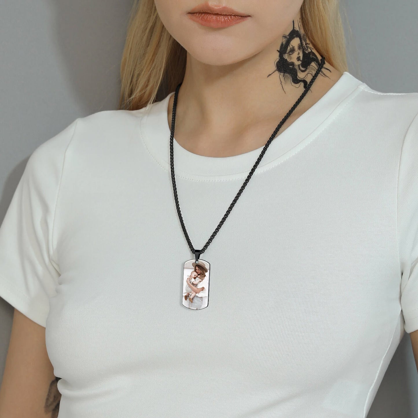 Personalized Photo Dog Tag Pendant Picture Necklace for