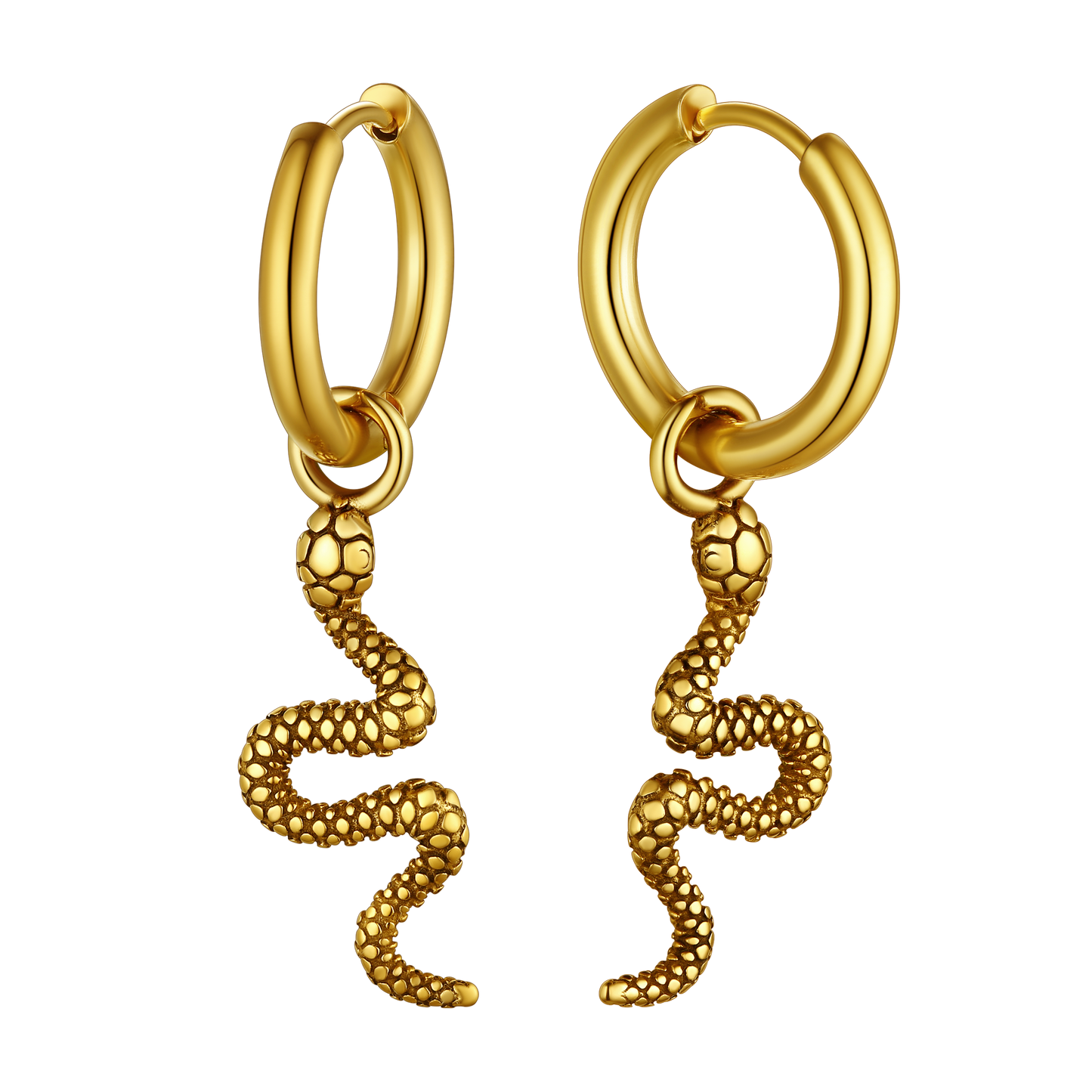 Punk Crawl Snake Drop Hoop Earrings for