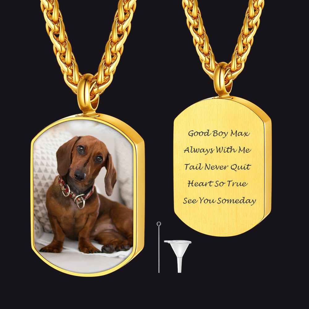 Customized Cremation Picture Urn Pet Ashed Dog Tag Necklace for Dog