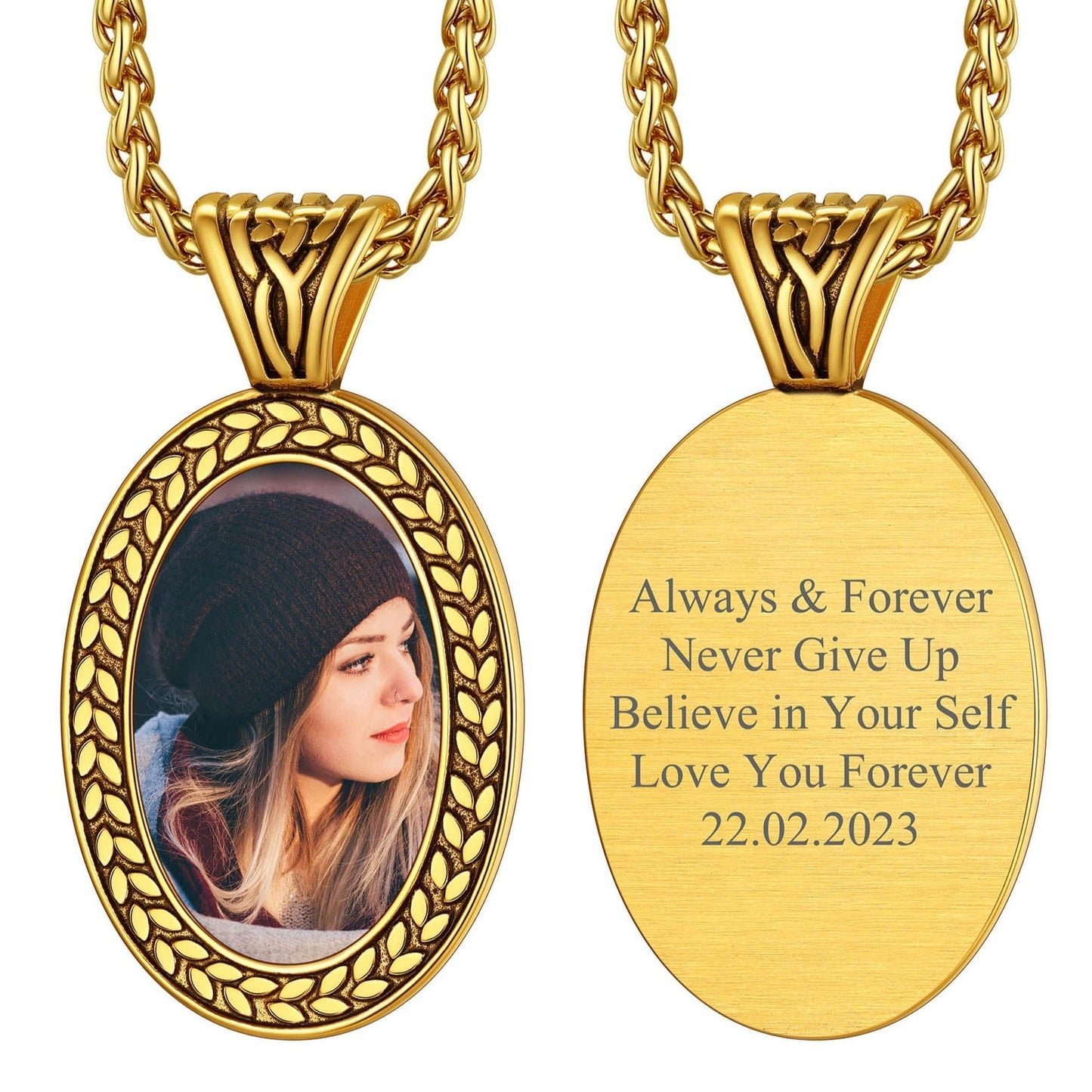 Oval Customized Photo Necklace With Picture for