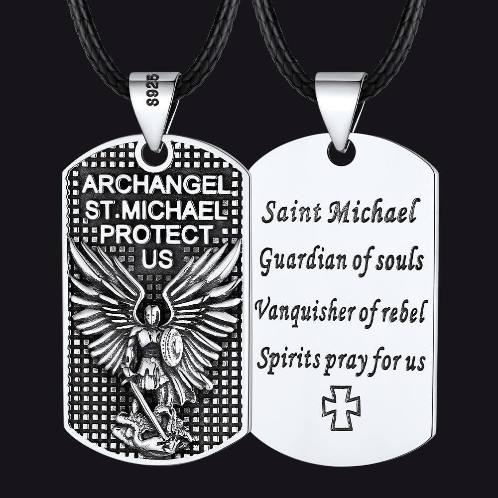 Catholic Archangel Saint Michael Dog Tag Necklace for