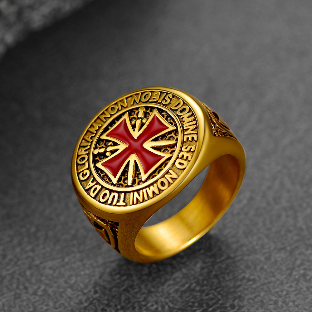 Red Knights Templar Cross Ring for