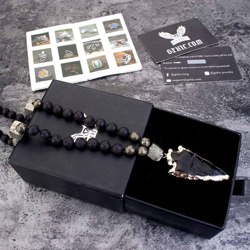 83 Cm Arrow Natural Stone Viking Pendant