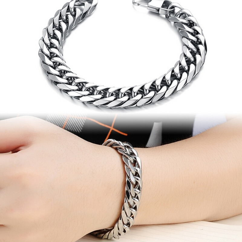 Biker Bracelet for and / Stainless Steel Chain Bangle in Rock Style