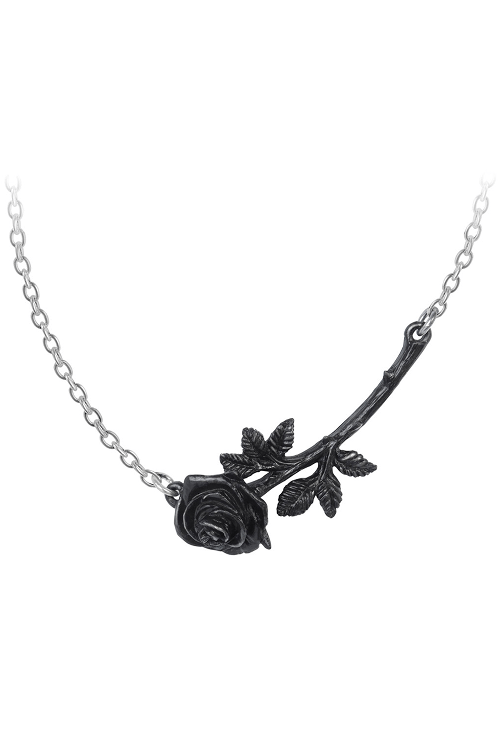 Black Thorn Rose Necklace With Swarovski Crystals and Chain