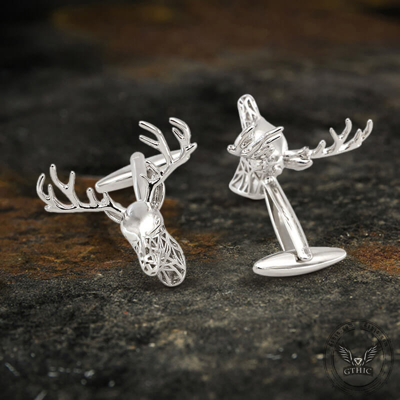 Christmas Reindeer Bullet Back Brass Cufflinks