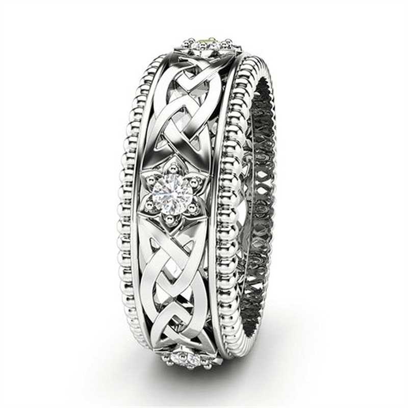 Classic Celtic Knot Zircon Flower Rings / Jewelry for and