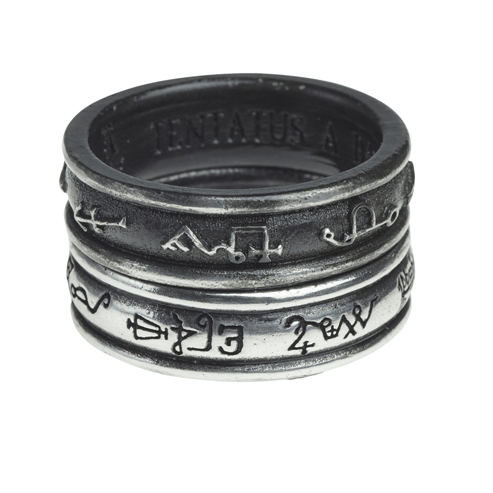 Demon Black and Angel White Rings With Spirit Signatures