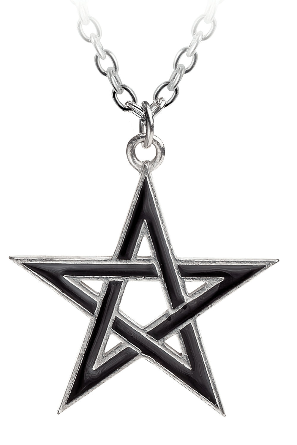 Gothic Occult Pentagram Pendant in Silver and Black