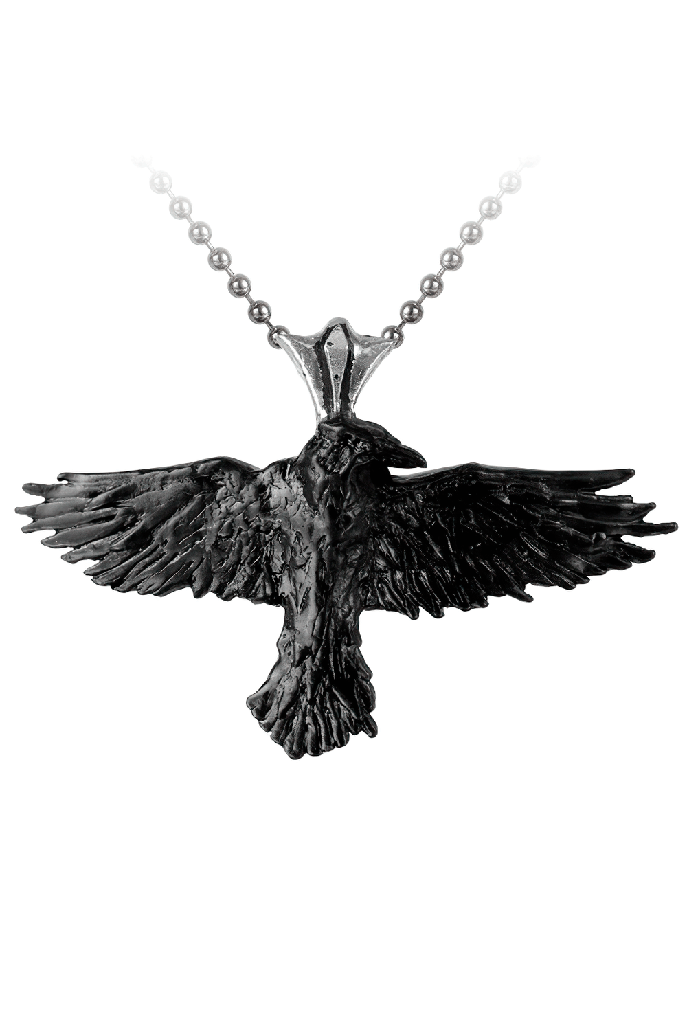 Gothic Raven Pendant With Polished Bail Chain