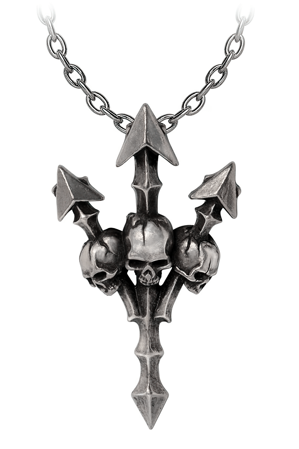 Gothic Skull Trident Pendant With Metalhead Style Charm