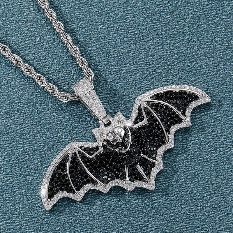 Gothic Zircon Bat Pendant / Punk Rock Motorcycle Jewelry / Pendant for and