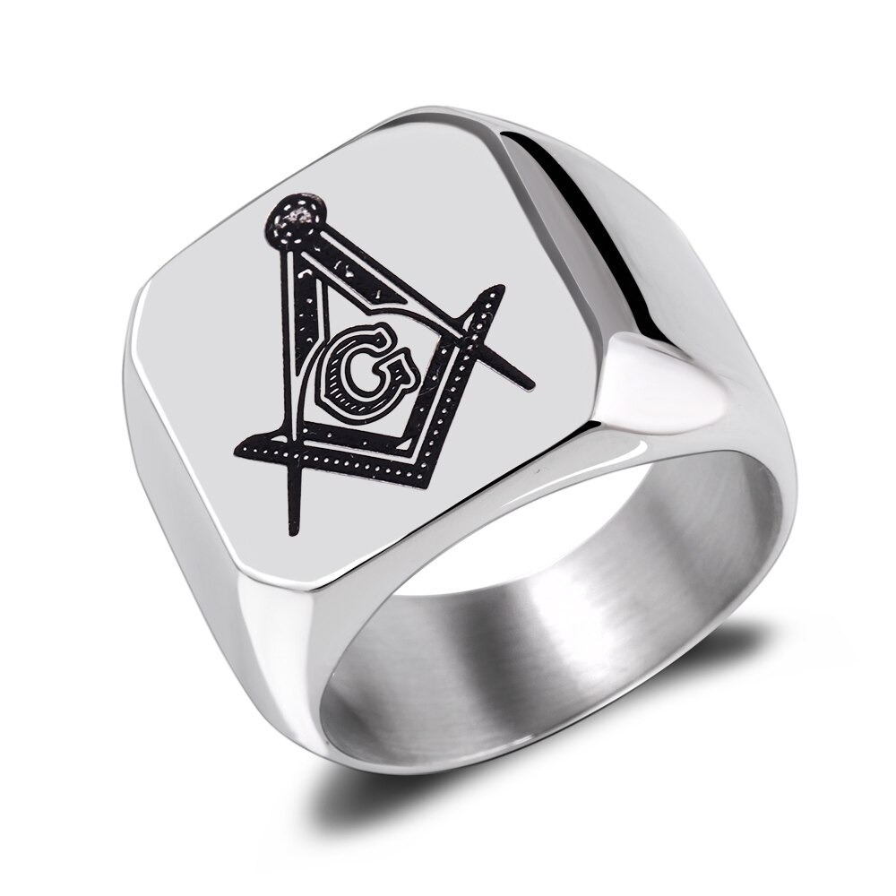 Masonic Ring for and / Stainless Steel Signet Ring in Punk Style