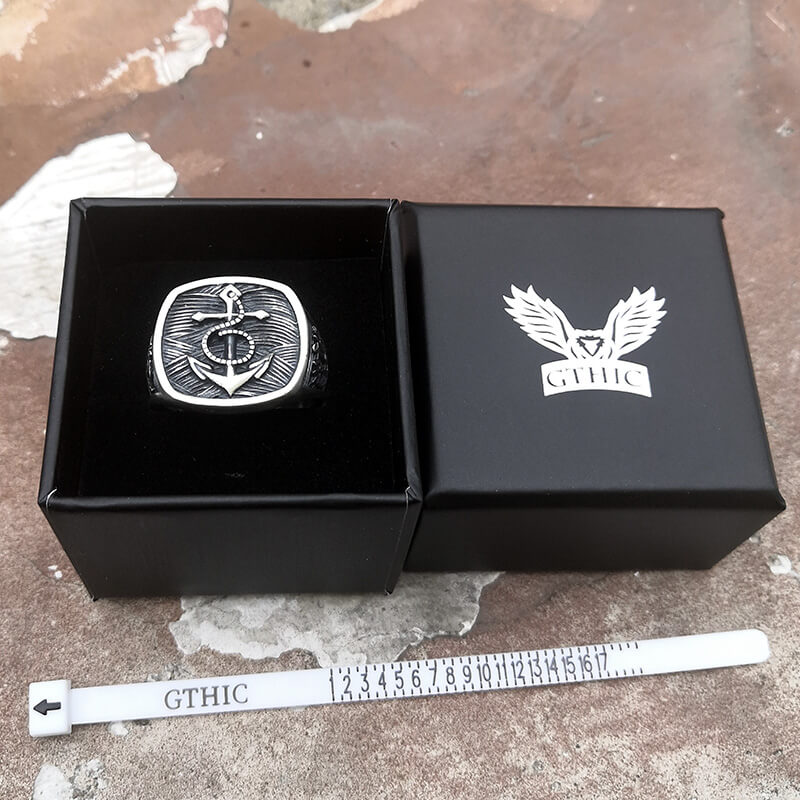 Navy Anchor Sterling Silver Marine Ring