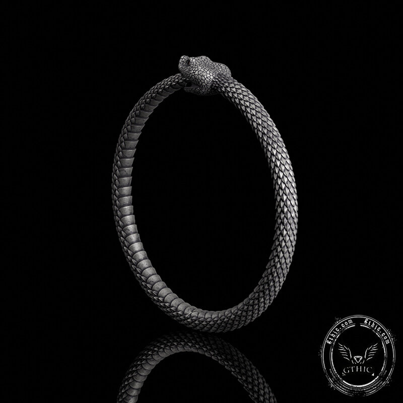 Ouroboros Symbol Sterling Silver Snake Bracelet