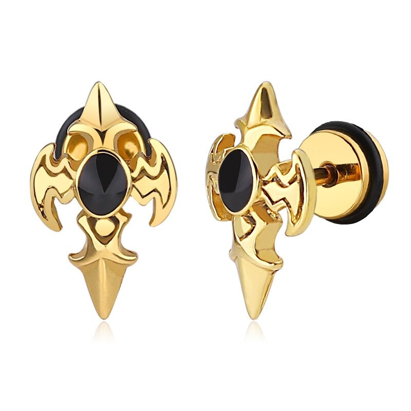 Personality Cross Design Stud Earrings / Stainless Steel Zirconia Jewelry in Alternative