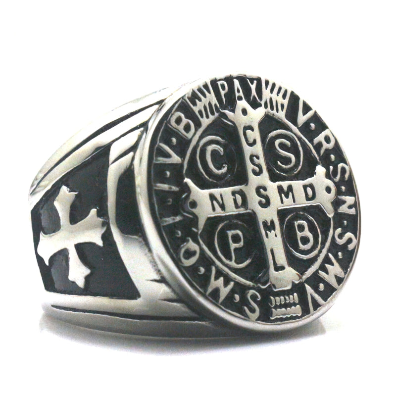 Ring With Cspb Cssml Ndsmd Symbol / Saint Benedict of Nursia Ring / and Black Ring
