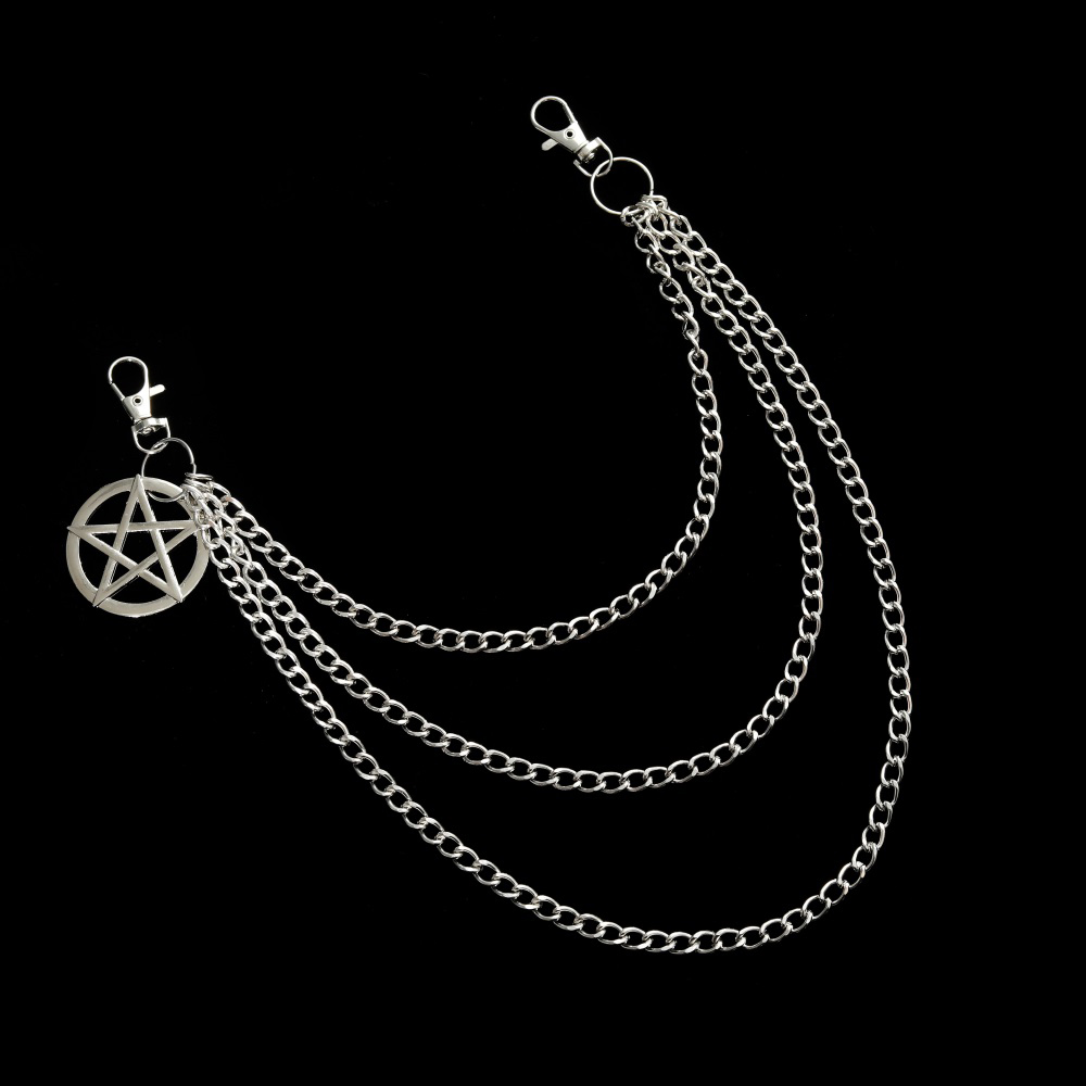 Side Chain for the Pants in Gothic Style / Pentagram Keychains for and