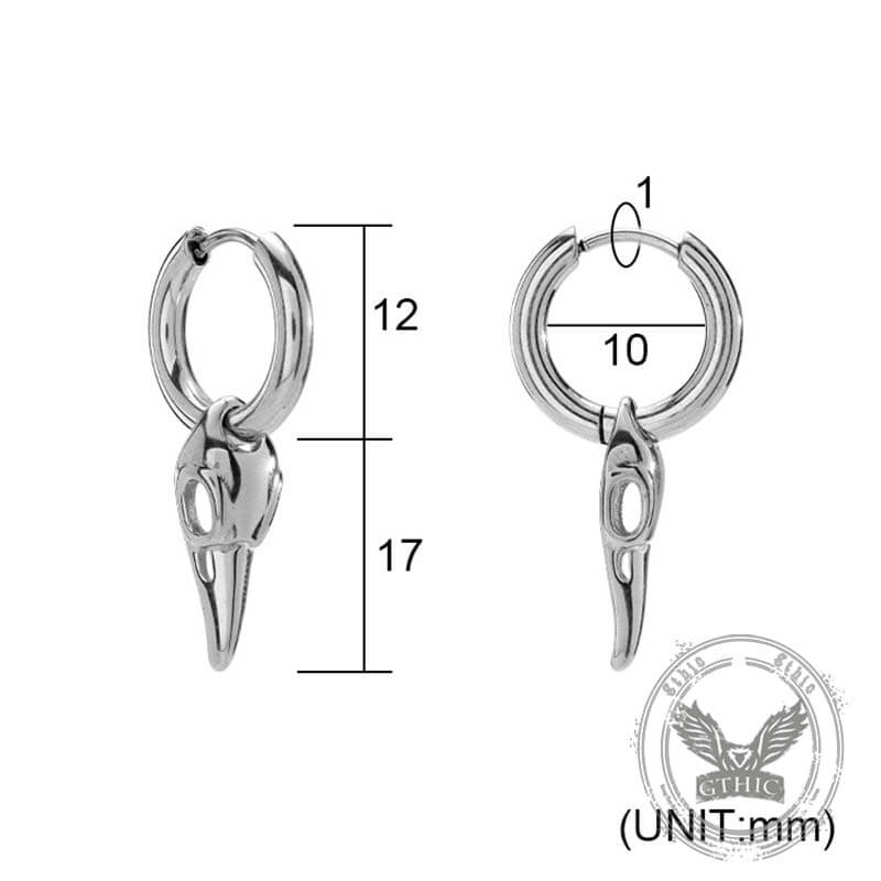 Simple Crow Head Stainless Steel Beast Drop Earrings