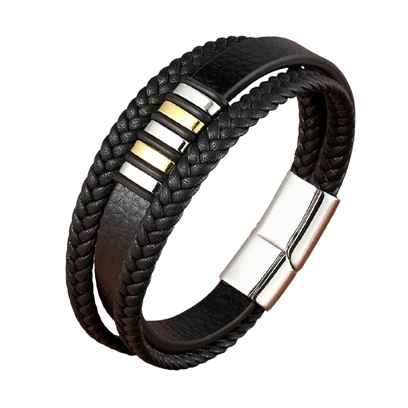 Stainless Steel Magnetic Clasp Bracelet for / Rock Style Genuine Leather Bracelet