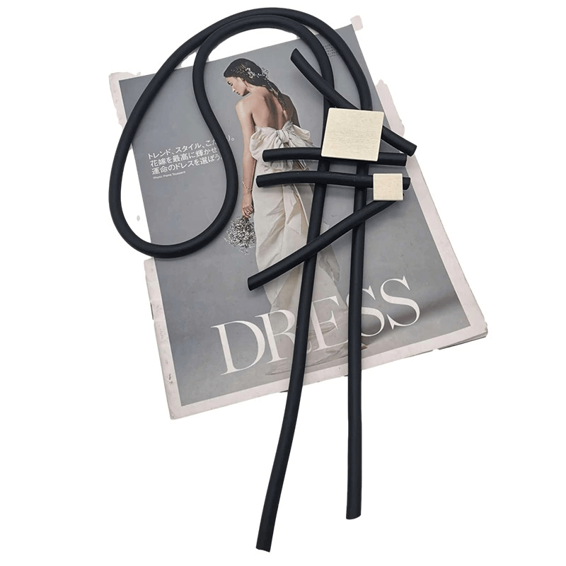 Stylish Long Statement Necklaces for / Square Wood Pendant Necklace / Rubber Accessories
