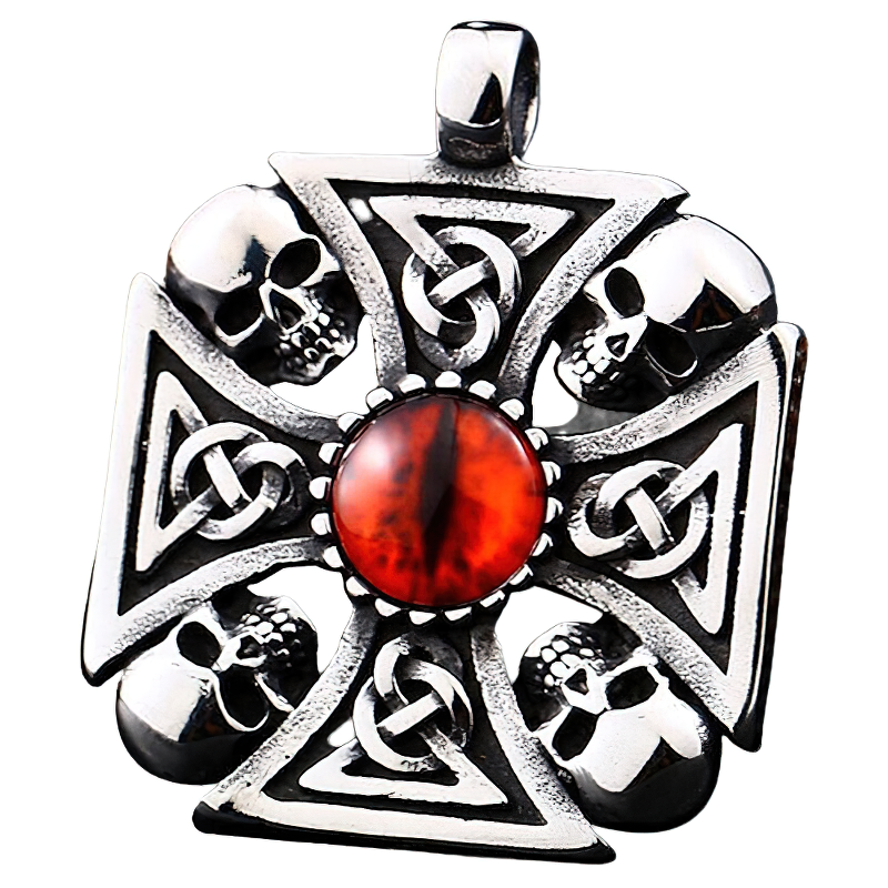 Stainless Pendant of Viking-celtic With Skulls and Snake Eye / Gothic Accessories