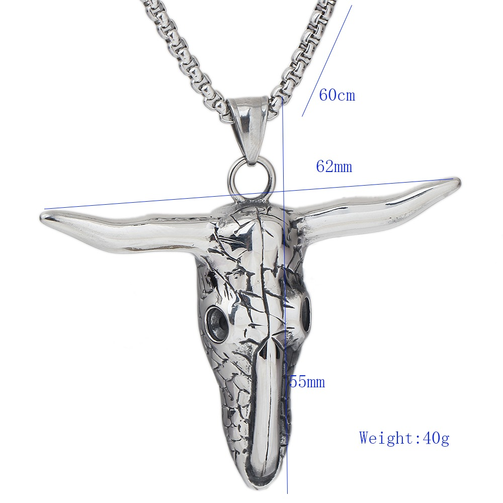 Stainless Steel Bull Head Shape Pendant Necklace / Alternative Fashhion Jewelry