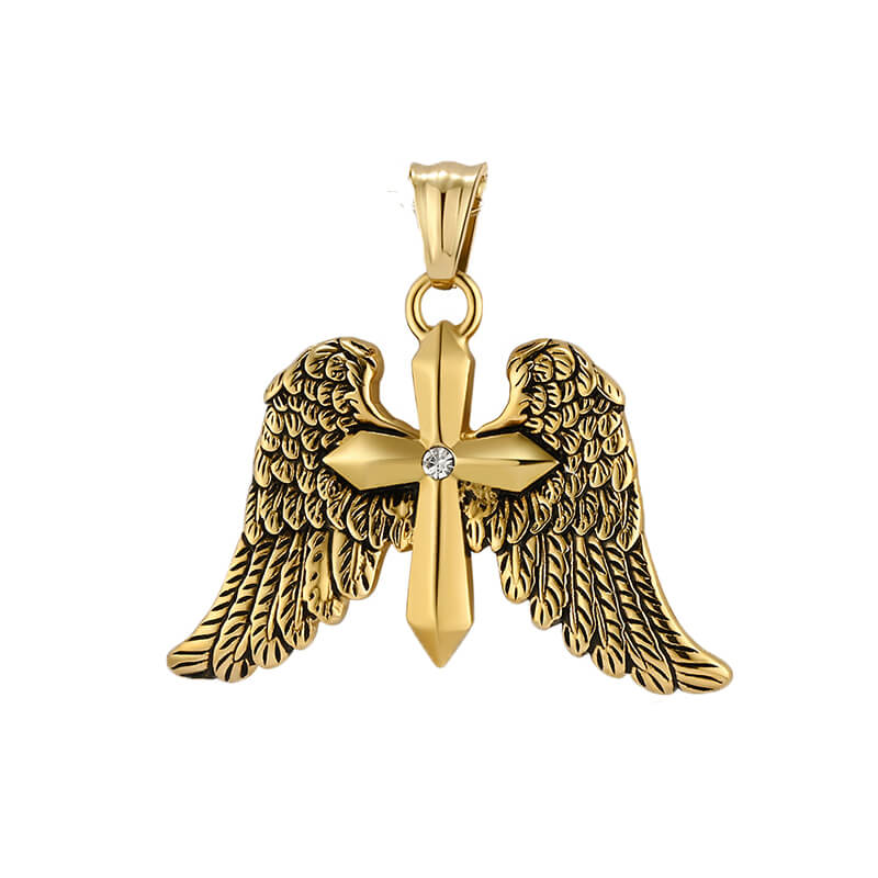 Cross Angel Wings Stainless Steel Pendant