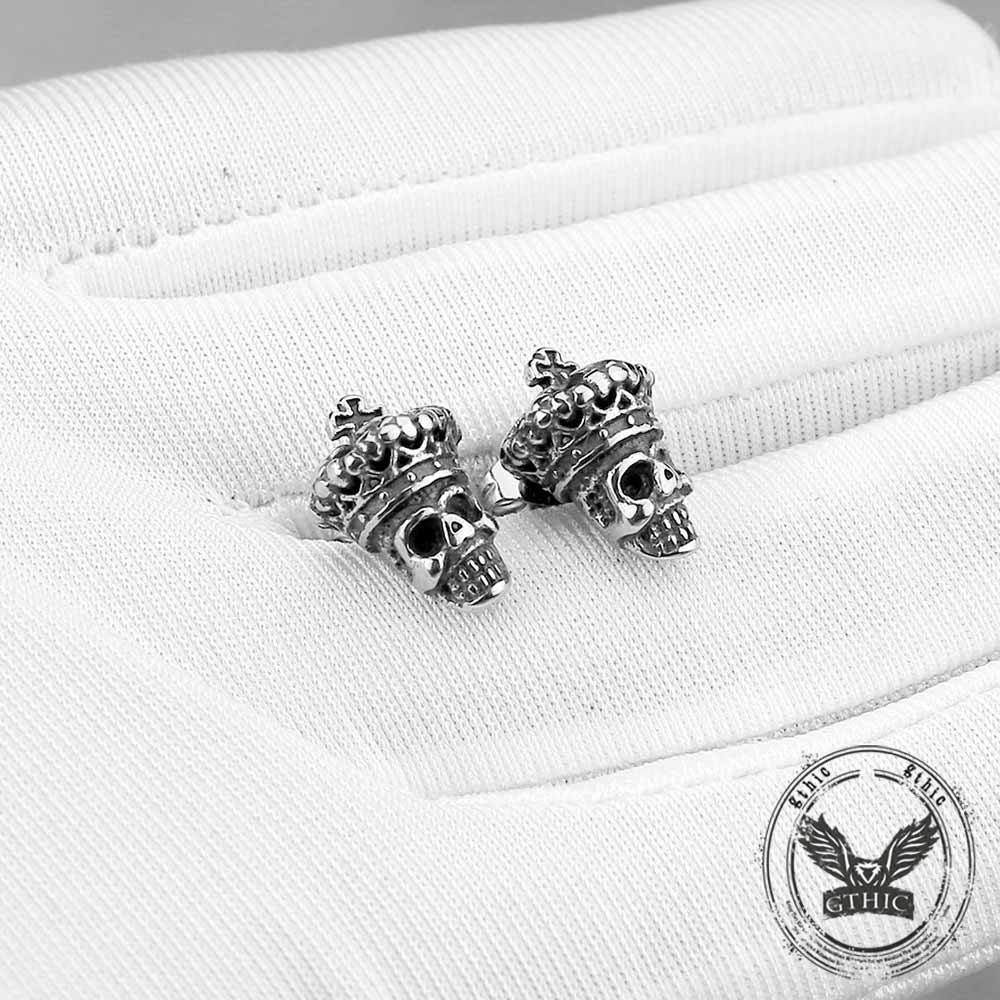 Cross Crown Skull Stainless Steel Stud Earrings