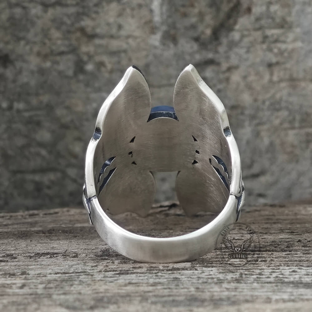 Double Butterfly Gem Sterling Silver Ring