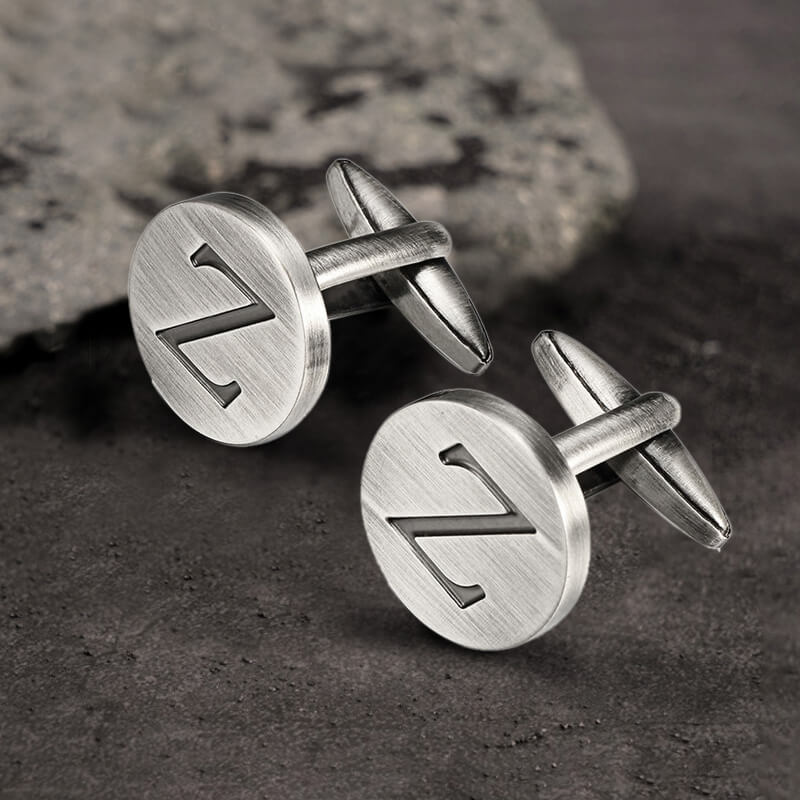 Letter Copper Round Cufflinks