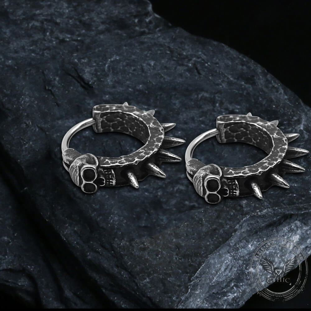 Skull and Thorns Stainless Steel Earrings