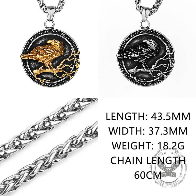 Viking Raven Stainless Steel Nordic Pendant
