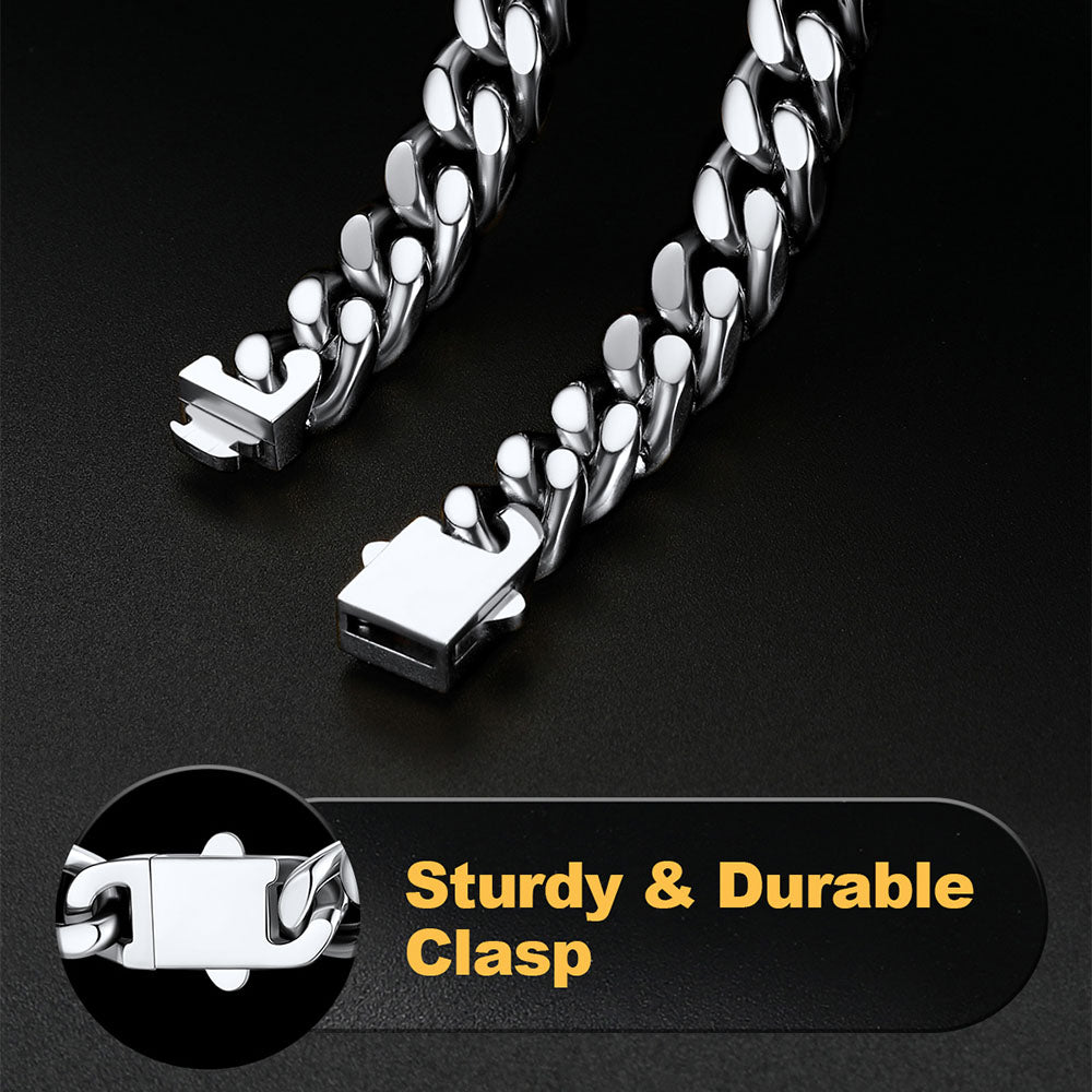 9mm Miami Cuban Link Chain Necklace Set for