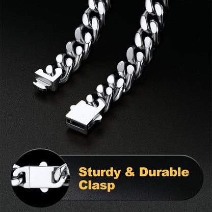 9mm Miami Cuban Link Chain Necklace Set for