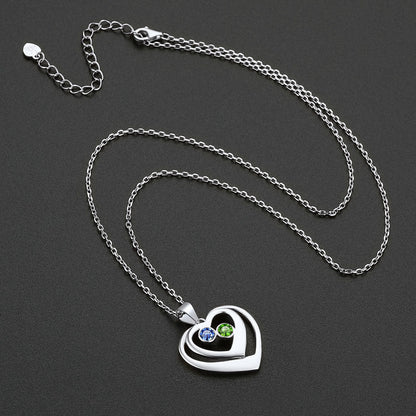 Personalized Sterling Silver Birthstone Heart Necklace