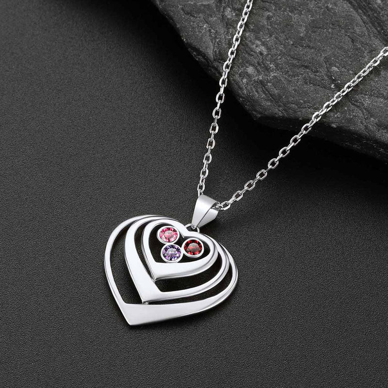Personalized Sterling Silver Birthstone Heart Necklace