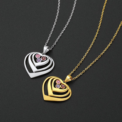 Personalized Sterling Silver Birthstone Heart Necklace