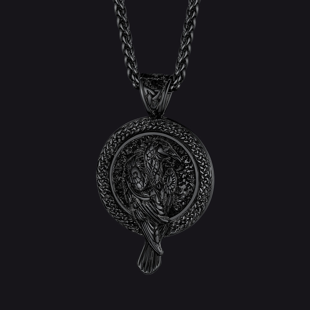 Viking Odin's Raven Pendant Necklace for
